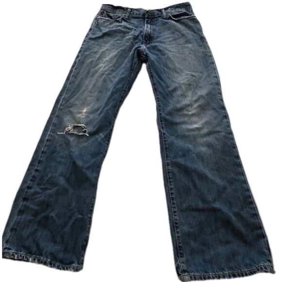 VTG Y2K Abercrombie Fitch Jeans Mens 34x32 Saranac Boot cut Distressed Grunge - Picture 1 of 14